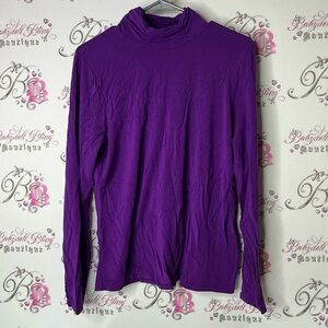 August Silk turtleneck long sleeve stretchy soft Vibrant Purple Long Sleeve Top